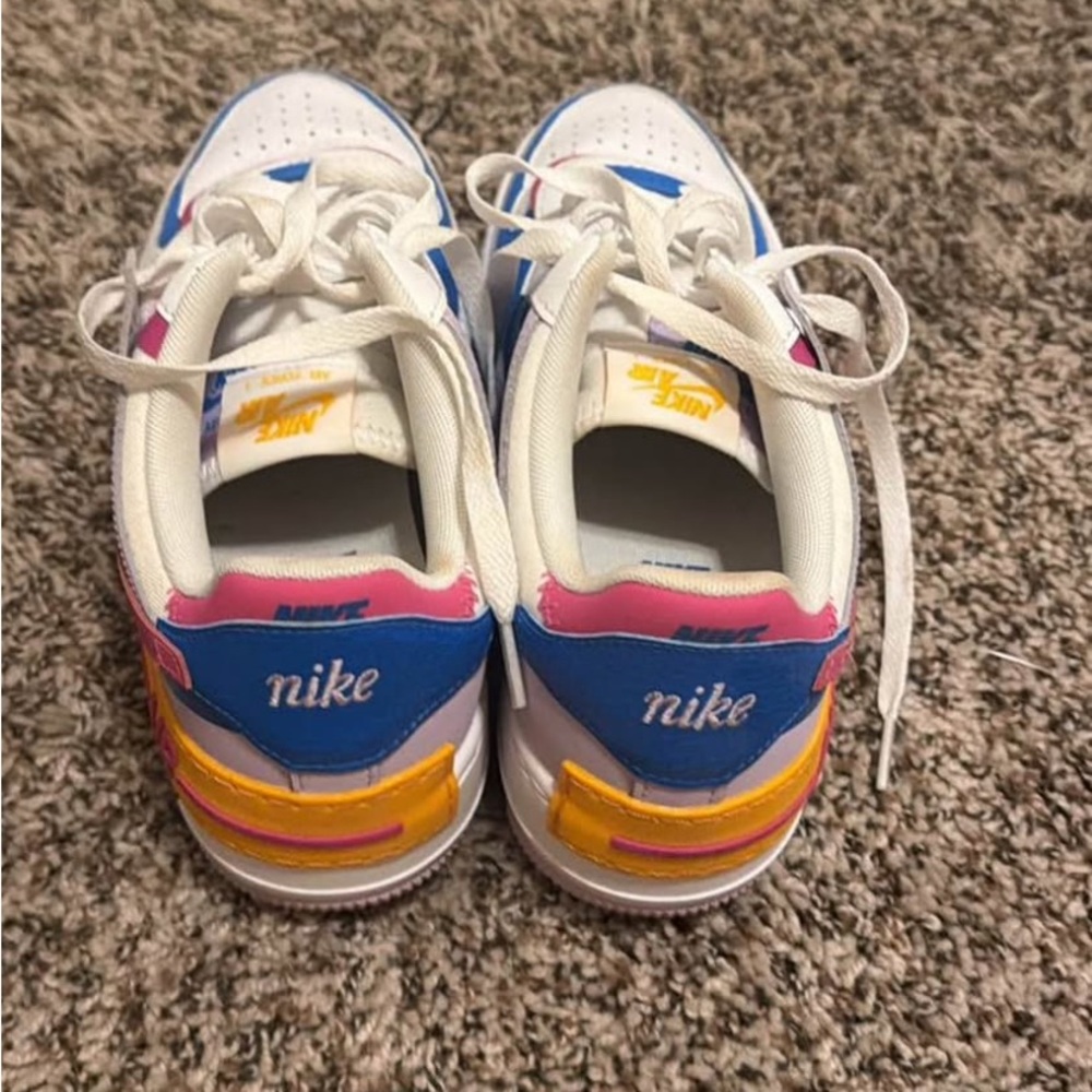 Nike Low-Top Colorblock Sneakers in White, Pink, Blue & Yellow - Picture 3 of 3